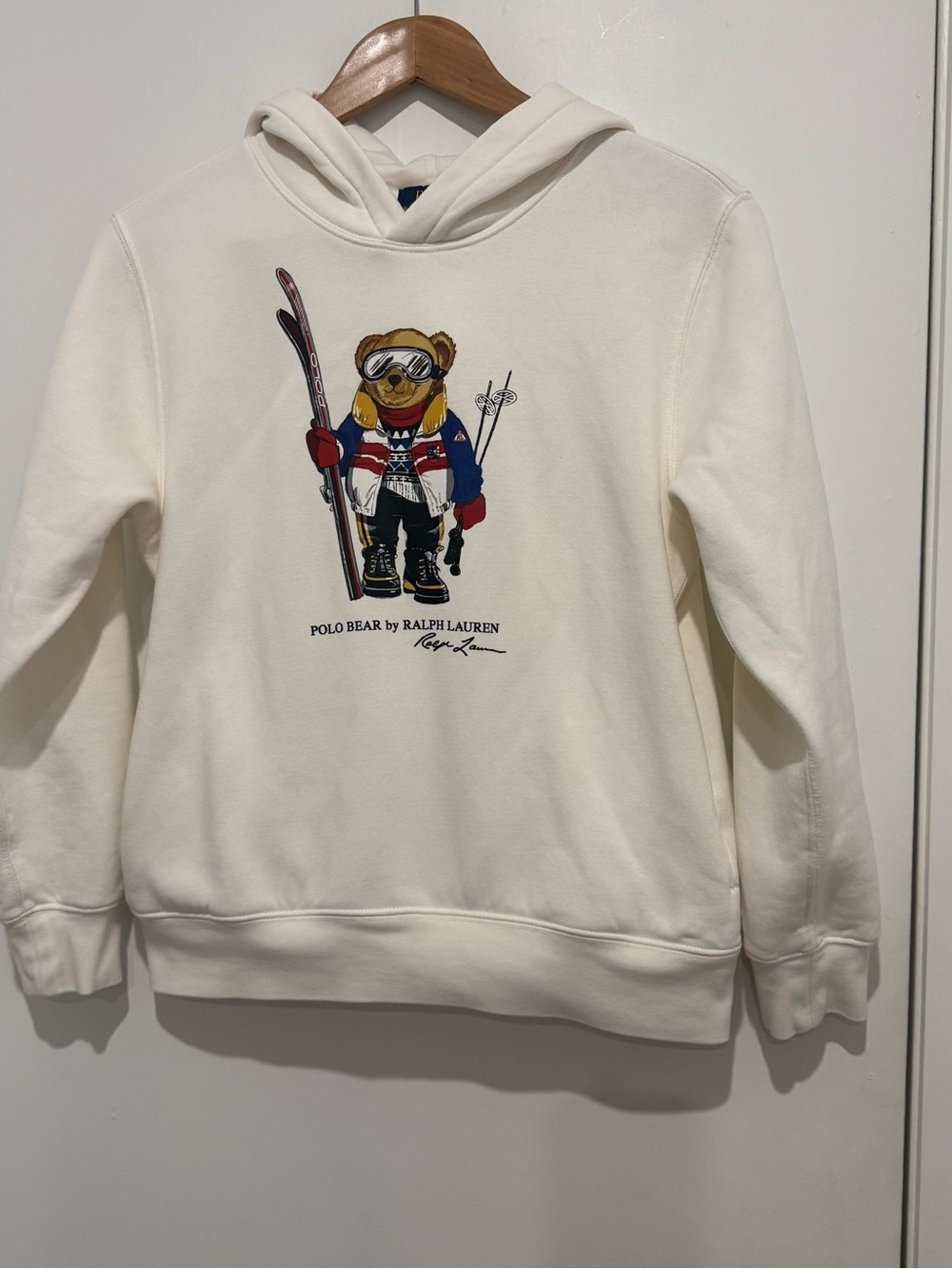 Polo Ralph Lauren Polo Bear Ski Hoodie Boys L 14-16 Cream / women XS